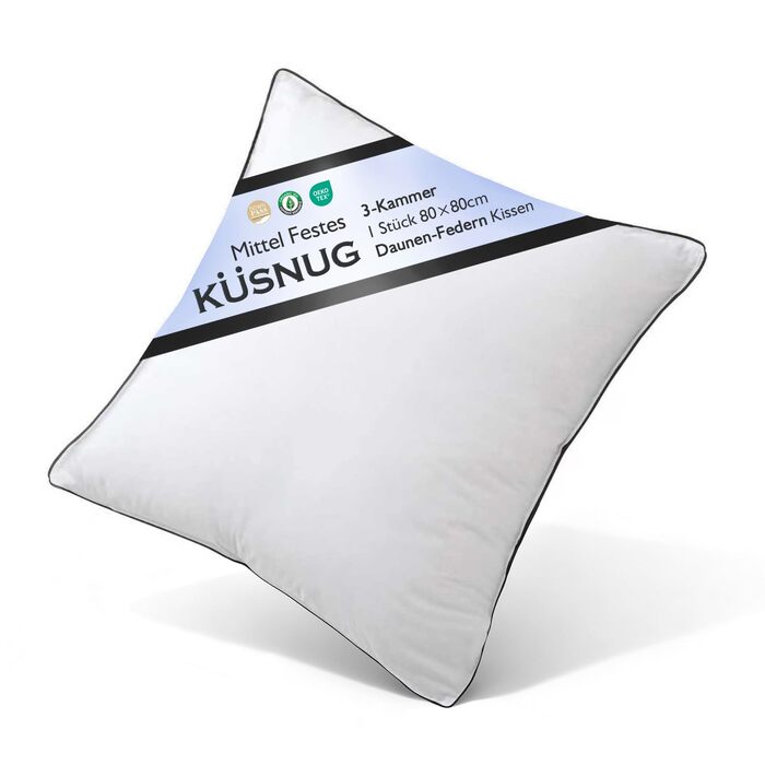 Пухова подушка 80x80 см () Розкішна подушка з пухом та пір&39ям, чохол зі 100 органічної бавовни, 3-камерна готельна подушка із середньою підтримкою, пір&39яна подушка 80 x 80 см () Біла