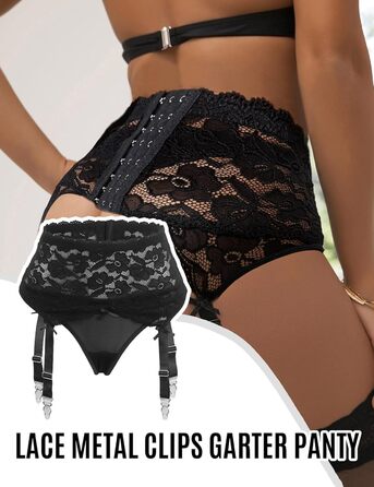 Пояс для панчіх ohmydear, з мереживом, чорний