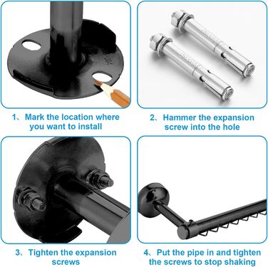 Стельова вішалка для одягу, вішалка для одягу під будь-яким кутом, вішалка для одягу, настінне кріплення, кутові стельові рішення для горищ, спалень, під сходами, місце для зберігання, чорний