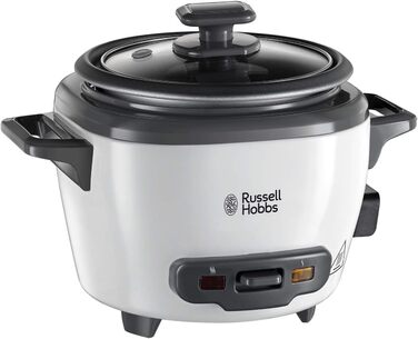 Рисоварка Russell Hobbs міні маленька 0,4 л (функція збереження тепла, каструля з антипригарним покриттям, ложка для рису та мірна чашка, також ідеально підходить для кіноа та кускусу, підігрівач рису) 27020-56