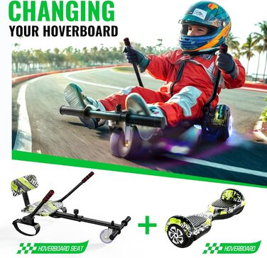 Кріплення на сидіння SISIGAD для гіроскутера – з Bluetooth, кольоровими світлодіодними ліхтарями, регульована довжина рами для дітей