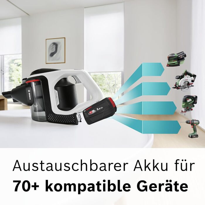 Акумуляторний пилосос Bosch Unlimited Gen2 Series 8 BSS825ALL, без мішка, час роботи до 45 хв, змінний акумулятор, швидкий зарядни