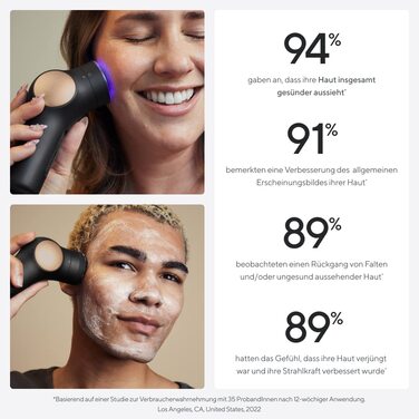 Ручний масажер для обличчя - Компактний електричний прилад для догляду за обличчям та шкірою - Лікування 8 в 1 за допомогою мікроструму та світлодіодних кілець - 4-е покоління - Чорний