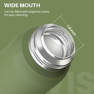 Пляшка для води SANTECO із запобіжником протікання, термопляшка з нержавіючої сталі 1,5 л без BPA, ізольована пляшка з футляром для перенесення, пляшка для води, яку можна мити в посудомийній машині, для подорожей та кемпінгу, мохово-зелена 1500 мл