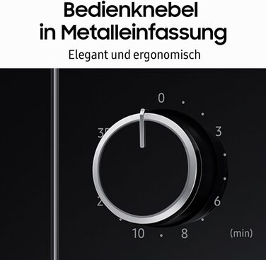 Мікрохвильова піч Samsung Solo, 700 Вт, епоксидна варильна камера об'ємом 20 л, 5 рівнів потужності, розморожування, чорний, MS20A3010AL/EG