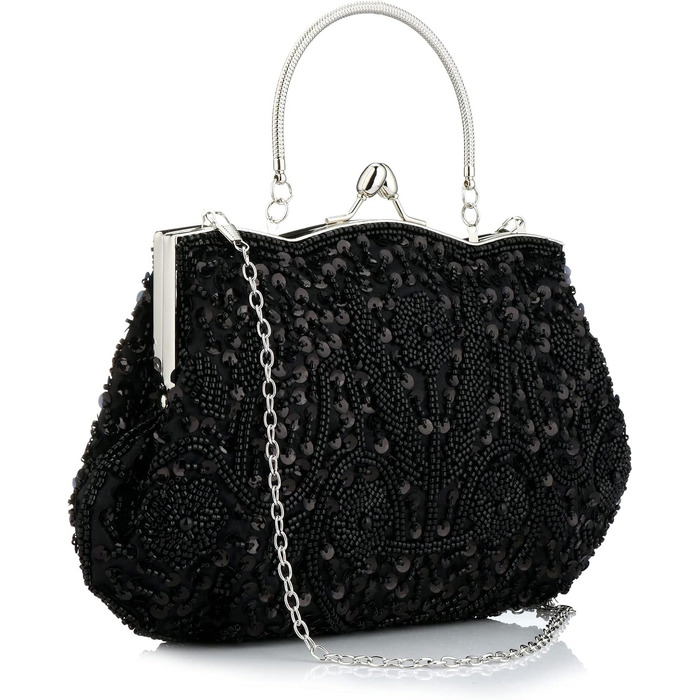 Жіноча клатч-сумочка з перлами ручної роботи, вечірня сумочка для вечірок та весіль (Чорна)