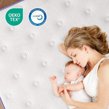 Матрац 180x200 см, висота 30 см, H3, сертифікований Oeko-TEX, гібридний гелевий пінопласт з ефектом пам&39яті, пружинна основа у формі кишенькової сітки, повітропроникний, середньої жорсткості, для зняття тиску, матрац у формі бочки з пружинами у формі ки