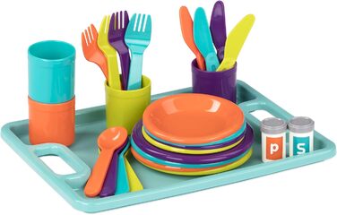 Набір посуду та чайного сервізу Battat, аксесуари для дитячої кухні тарілки, чашки, столові прибори, чайник, підноси - дитячий пос