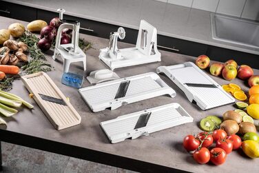 Спіральний різак Benriner BN-8W, ABS пластик без бісфенолу А, білий, горизонтальний спіральний різак 25,5 см x 14 см x 10,5 см