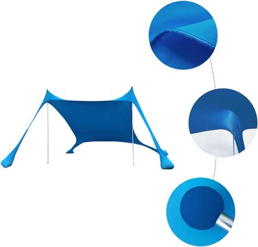 Пляжний намет, сонцезахисний тент із захистом від сонця, тент від сонця, сонячне вітрило для кемпінгу, портативний сімейний пляжний намет, сонцезахисний пляжний тент з піщаними анкерами, алюмінієві стійки, сумка для перенесення, синій