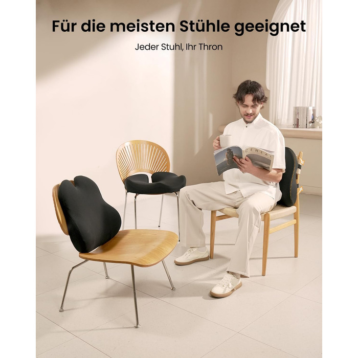 Ергономічна подушка для спини ProtoArc з піни з ефектом пам&39яті, поперекова опорна подушка для офісних крісел, автомобільних сидінь та стільців для столу, дихаюча поперекова опора з регульованими подвійними ремінцями, чорна