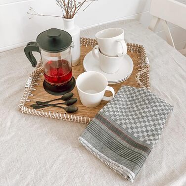 Набір з 10 чайних рушників, 50x100 см, бавовна, сірий в клітинку 50 x 100 см антрацит