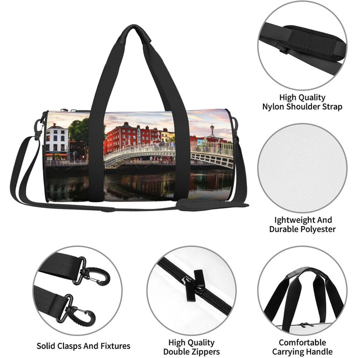 Містка дорожня сумка-мішок, спортивна сумка для подорожей Дублін, чорна, універсальний розмір