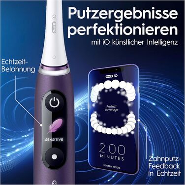 Електрична зубна щітка Oral-B iO Series 8, 6 режимів чищення для догляду за зубами, магнітна технологія, кольоровий дисплей і косметична сумка, спеціальне видання, подарунок чоловікові/жінці, фіолетовий аметрін в одній упаковці Oral-B iO 8