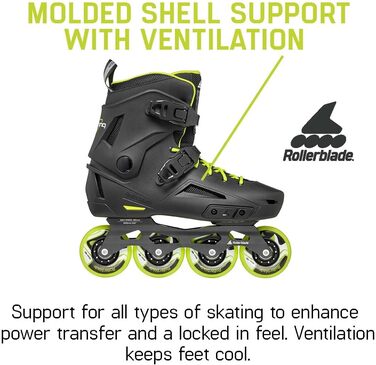 Чоловічі міські роликові ковзани Rollerblade Lightning, чорно-лаймові, чорний/білий 13