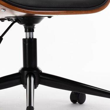 Дерев&39яне офісне крісло Mingone, комп&39ютерне крісло, ергономічне робоче крісло на 360, обертове крісло, дизайн крісла з крилами та колесами, регульована висота, шкіра, чорний колір, до 150 кг, чорні ніжки, стиль 1