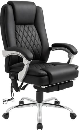 Ергономічне офісне крісло CLP з функцією масажу Rubia, письмове крісло з функцією підігріву та підставкою для ніг, поворотне крісло з регулюванням висоти до 150 кг, колір чорний
