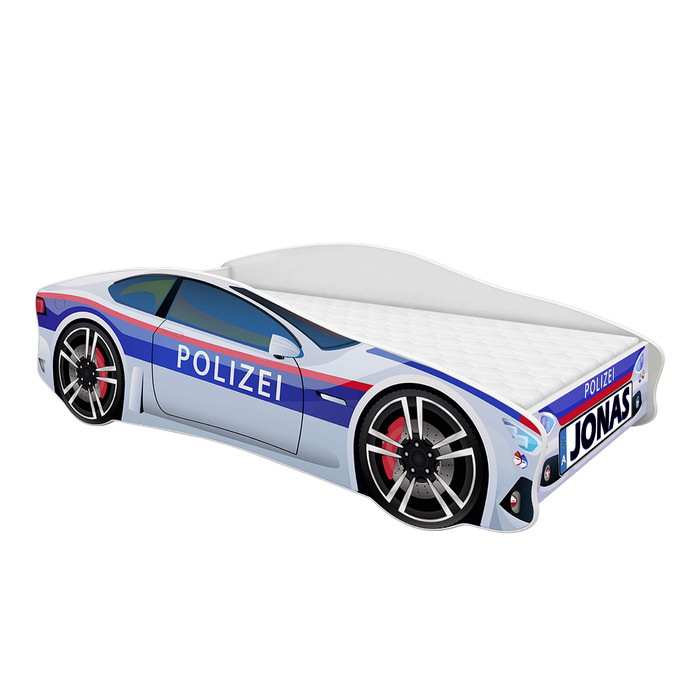 Дитяче ліжко-автомобіль ACMA, дизайн Police, із захистом від падіння, рейковою основою та матрацом (Police 3, 160x80 см ім&39я) 160x80 см ім&39я Police 3