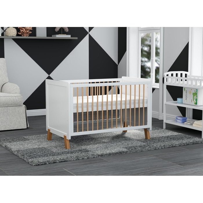 Дерев&39яне дитяче ліжечко 3-в-1, трансформоване дитяче ліжечко, 3 регульовані положення основи ліжка, матрац Deluxe Aloe Vera у комплекті, від народження до 6 років (без матраца 120X60 см)