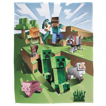 Флісова ковдра Character World Minecraft 160x200 см - Коралова флісова ковдра Фігурки Minecraft Фан-товари для дітей, підлітків та дорослих - Покривало