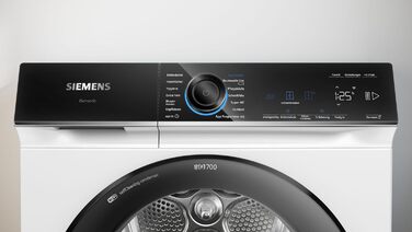 Сушильна машина з тепловим насосом Siemens WT47R440 іQ700, Single для 8 кг білизни енергоспоживання класу A, 176 кВтгод/рік, speedPack, autoDry, самоочищення , білий