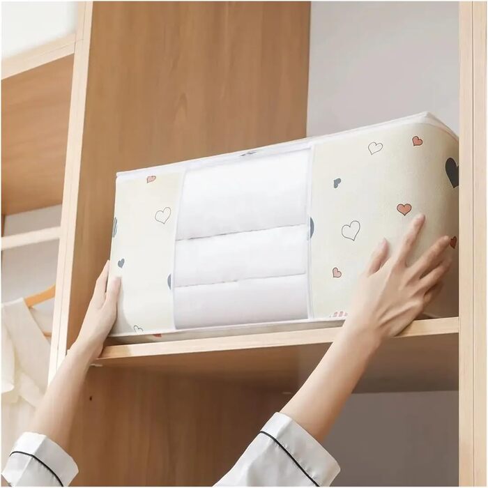 Сумка для зберігання одягу, ковдри, светрів, складних, органайзерів, зимових шаф з мультяшним принтом (темно-синій, 55 35 25) Темно-синій 55 35 25, 2 шт.