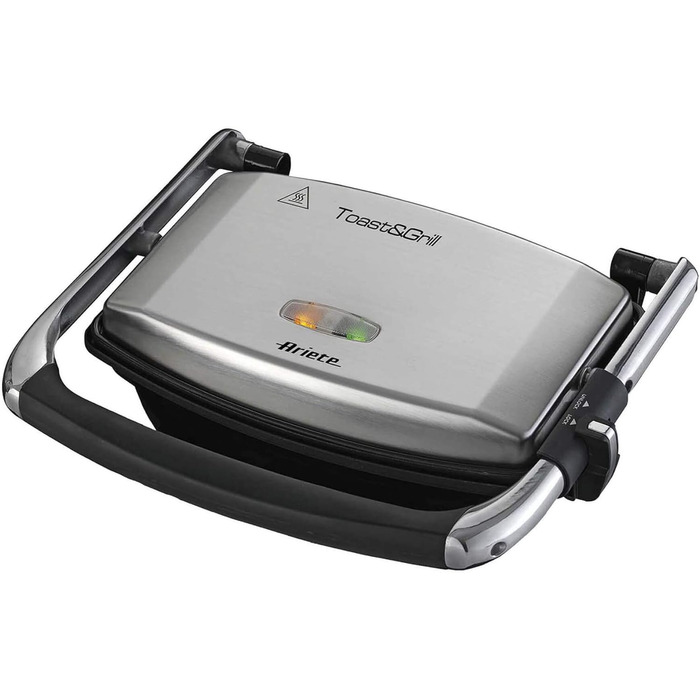 Електрична плита з антипригарним покриттям для тостів і сендвічів - ребриста тарілка - 1000 Вт - срібло, 1911 Toast & Grill Slim -