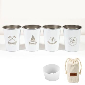 Набір барвистого посуду для кемпінгу, аксесуари для пікніка, кухлі для пригод, харчова нержавіюча сталь 304, полотно, сумка для перенесення в комплекті