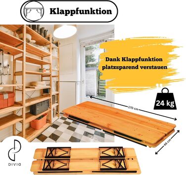 Комплект пивних наметів DIVID, 3-елементний, складаний та портативний, комплект пивних наметів, 2 лавки та 1 стіл, тримач для парасольки, дерев&39яний, комплект сидінь, пивний стіл, 170x46x75, комплект садових меблів