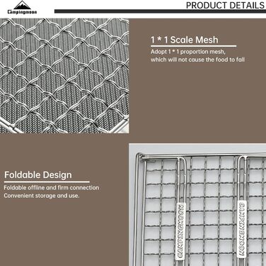 Кемпінговий тостер Campingmoon для газової плити 304 Тостер для хліба з нержавіючої сталі Міні-кемпінгова решітка для гриля US-1312 CM-US-1312 (маленький)