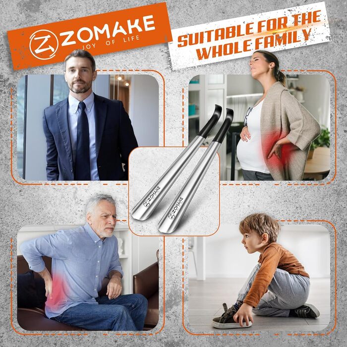 Ріжок для взуття металевий довгий 42 см, довгий ріжок для взуття з нержавіючої сталі, набір з 2 шт. - довгий міцний ріжок з чорним