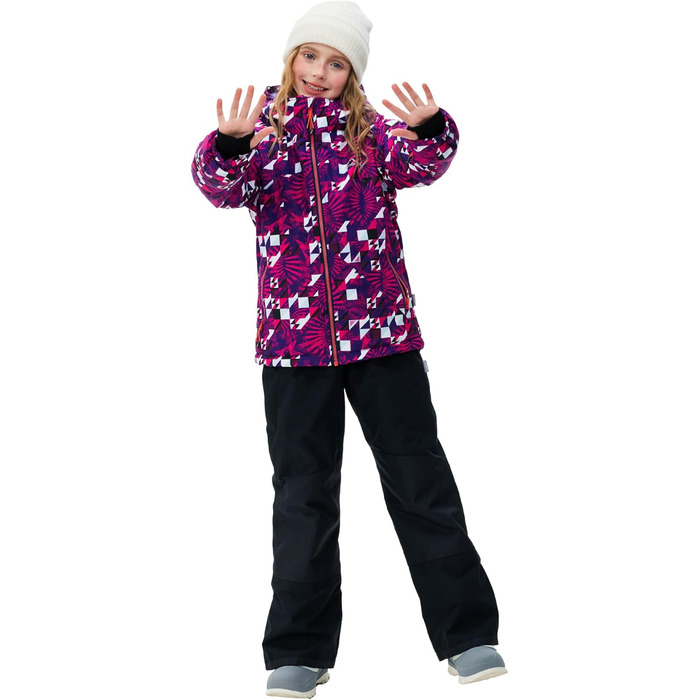 Зимовий комбінезон для дівчаток, комплект з лижної куртки та штанів, капюшон з бретелями, вітрозахисний, водонепроникний, теплий, розмір 140-152, яскраво-рожевий