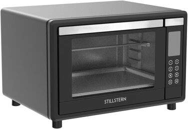 Міні-духовка Stillstern з конвекцією (35 л) Німецька версія, 13 програм, аксесуари деко, вертел, рукавички, LED-дисплей, 1600 Вт, тостер, гриль, піч для піци, міні-піч ідеально підходить для кемпінгу