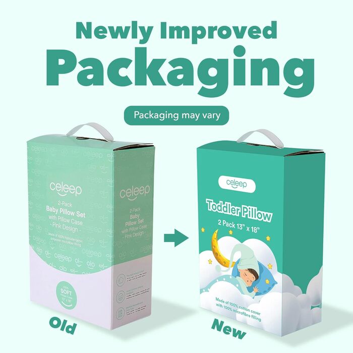 Дитяча подушка Celeep 2 - 33x46 см - Ідеальний розмір для дітей віком 2-5 років - М'яка, органічна бавовняна подушка для сну дітей