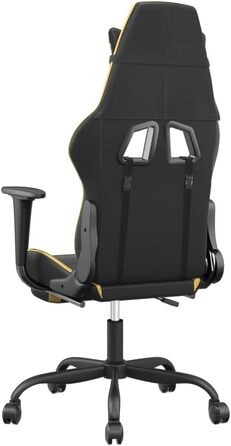 Геймерське крісло з підставкою для ніг, чорно-золота штучна шкіра, металевий матеріал