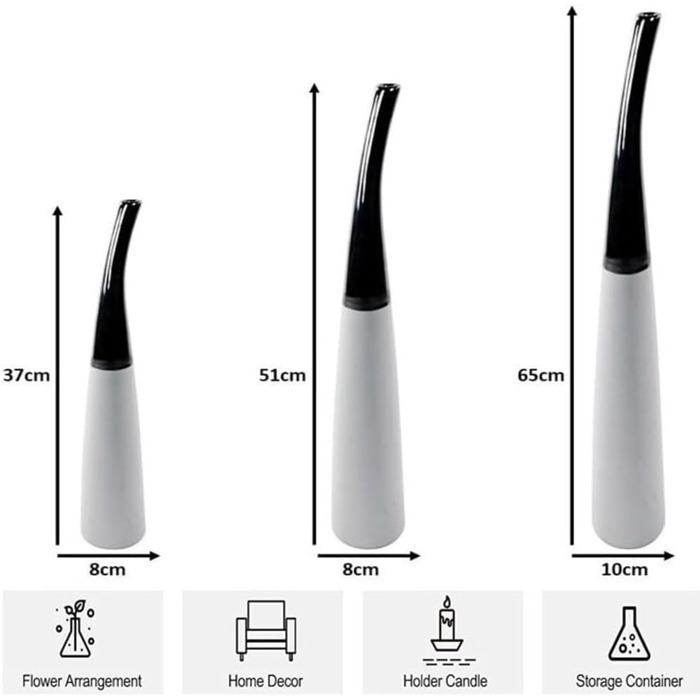 Декоративна ваза настільна ваза квіткова ваза ваза біла благородна висотою 37-65см, вітальня підвіконня керамічна (58 см)