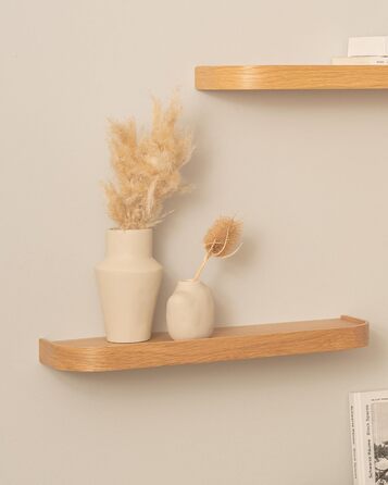 Набір настінних полиць Kazai. Toke 3 підвісні полиці зі шпону справжнього дерева Плаваюча дерев&39яна полиця як настінна прикраса та місце для зберігання у ванній кімнаті, вітальні, кухні, спальні тощо Дуб 47 см x 13 см (комплект з 3 шт.)