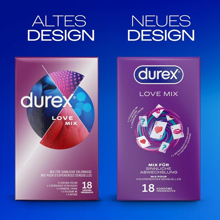 Асортимент презервативів Durex Love Mix універсальний мікс-набір із 5 різними варіантами презервативів, які можна спробувати 18 шт.