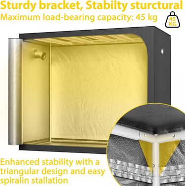 Тент для вирощування рослин Growzelt 40x40x120 см. Палатка для індору з відбиваючою плівкою, виготовлена з міцного оксфордського полотна 600D та сталевого каркасу. Ідеально підходить для вирощування овочів, квітів та трав у приміщенні.