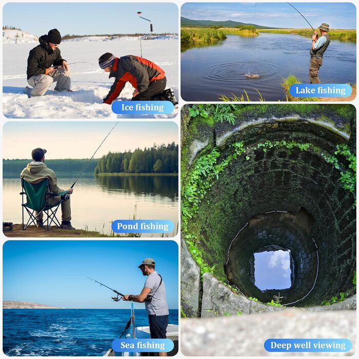 Підводна рибальська камера з ехолотом, 4,3-дюймовим IPS-дисплеєм та 20-метровим кабелем, водонепроникна, ширококутна нічна камера з кутом огляду 220 для морської, річкової та підлідної риболовлі