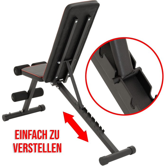 Складана фітнес-лава, багатофункціональна тренувальна лава, тренажер для пресу, похила лава з 7-позиційним регулюванням спинки, з еспандером, вантажопідйомність 300 кг, функція присідань