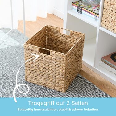 Кошики Kallax, набір з 4 шт. Натуральний водяний гіацинт Ідеально підходить для полиць Kallax 34 x 32 x 32 см Кошик для зберігання Полиця-коробка Коробка для зберігання Міцний, складний Спеціальна пропозиція