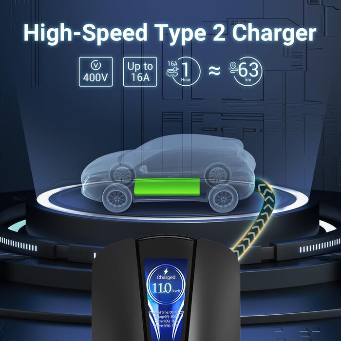 Зарядний пристрій Tera EV D1D7EE D1D7EDD1D7ED Домашня зарядна станція Wallbox зарядний кабель електромобіль з тримачем кабелю Заря