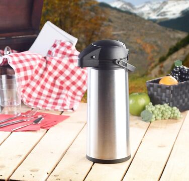 Кавоварка Rosenstein & Shne Pump Pot 1 літр Вакуумна ізольована кавоварка з нержавіючої сталі, 1,9 літра (кавоварка з помпою, термос з помпою, ізольована кружка) 1900 мл