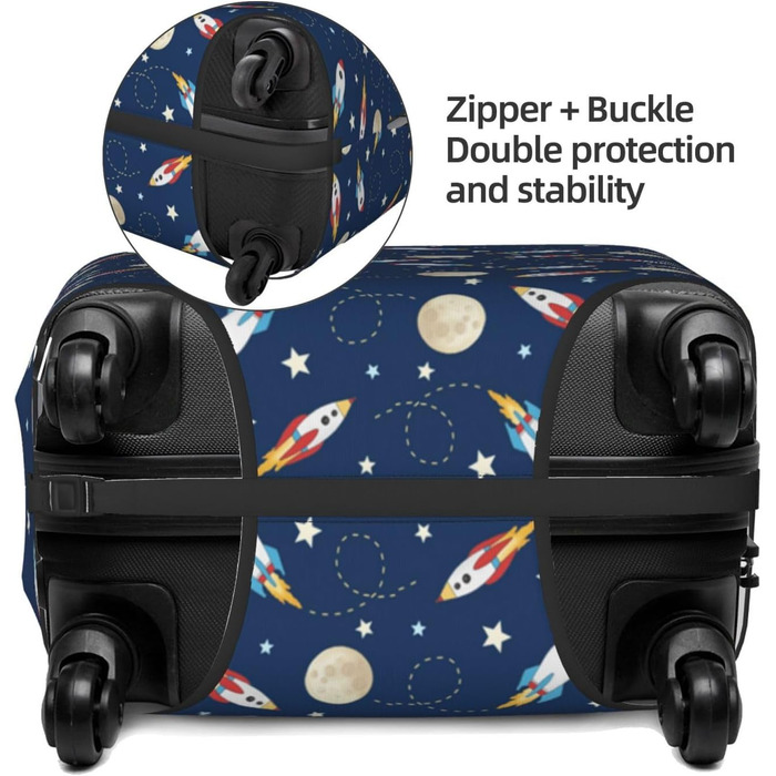 Чохол для валізи Ракета в космосі BAFAFA, захисний еластичний чохол від подряпин і пилу для багажу, чорний, розмір 85