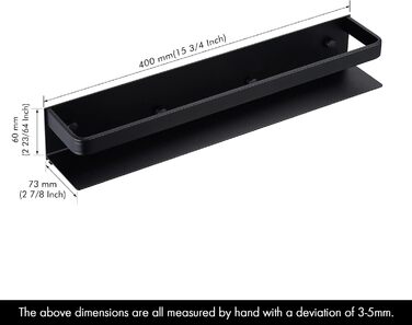 Настінна полиця для спецій KES, тримач для спецій, органайзер для спецій, кухонний, для зберігання спецій, кухонна полиця для спецій 40 см, 2 шт., матово-чорний колір, настінний, KSR401S40-BK-P2, 39,9 см