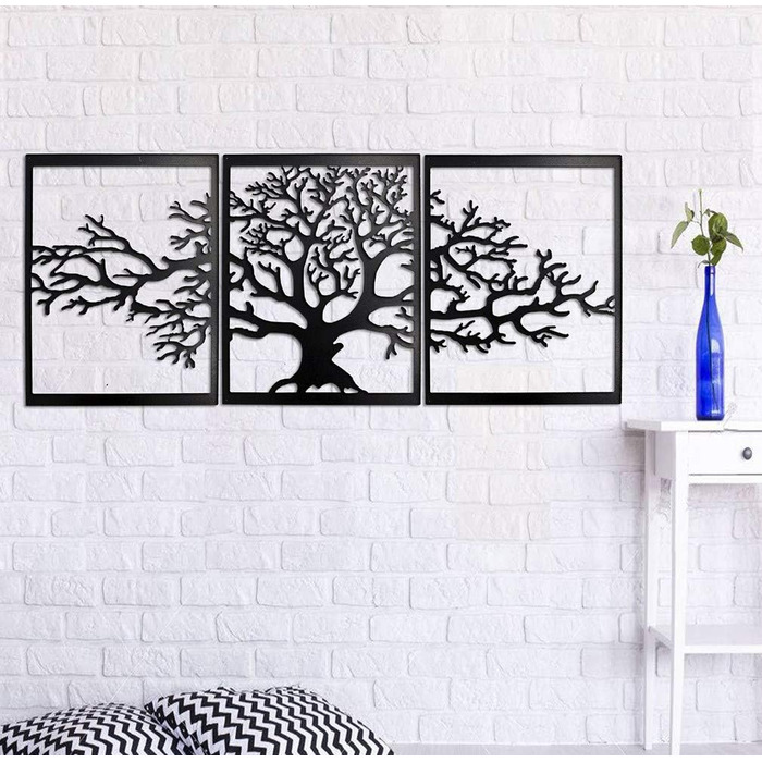 Металеве дерево життя BAUPOR, прикраса для стін, 3D-скульптура з металу, для дому, офісу, спальні, вітальні, зовнішнього оздобленн
