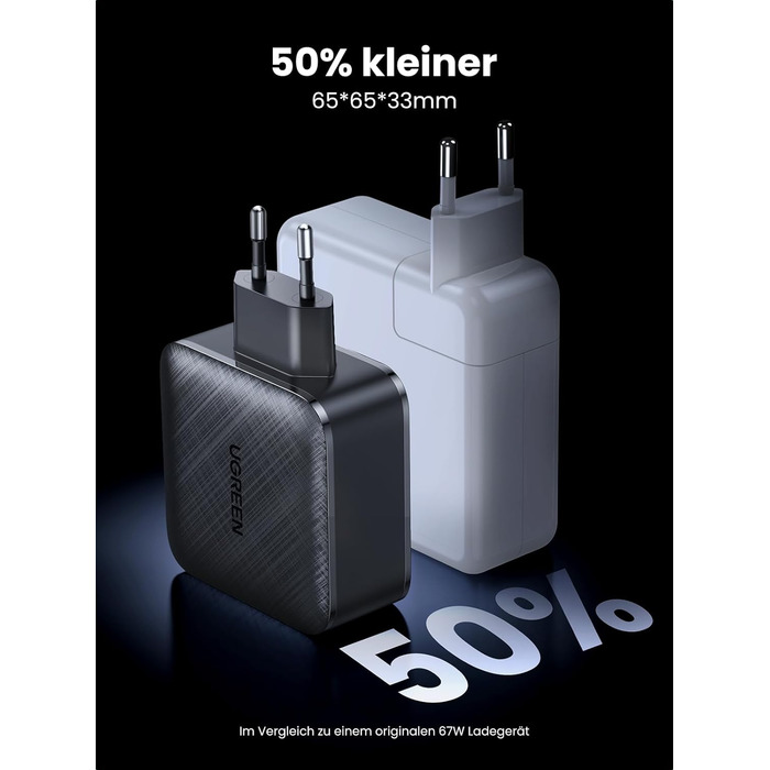 Зарядний пристрій USB C 65 Вт Блок живлення USB C 4 порти GaN Charger PD Зарядний пристрій сумісний з MacBook Pro/Air, iPhone 16/1