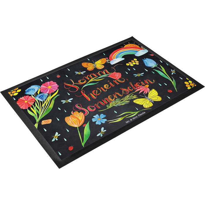 Килимок для дверей Mr. & Mrs. Panda &quotCome In Sunshine&quot 40 x 60 см - Подарунок, Позитивний вислів, Ніч, Килимок для дверей, Мудрість, Мотивація, Килимок для бруду, Прикраса, Килимок для лову бруду, Квіти, Килимок для дверей Чорний 40 x 60 см (Прямо