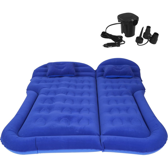 Надувний матрац Vinteky для позашляховика, мінівена, розкладне ліжко з насосом та 2 подушками для автомобіля, відпочинку, подорожей, кемпінгу, басейну, парку, пляжу (синій)